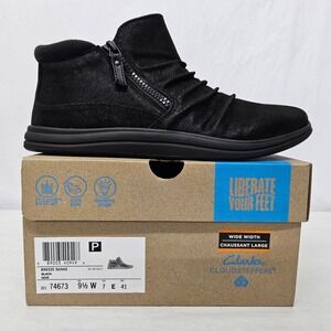 Clarks Breeze Range Black Leather Ankle Boots Zipper 74673 Women's Size 9.5 Wide